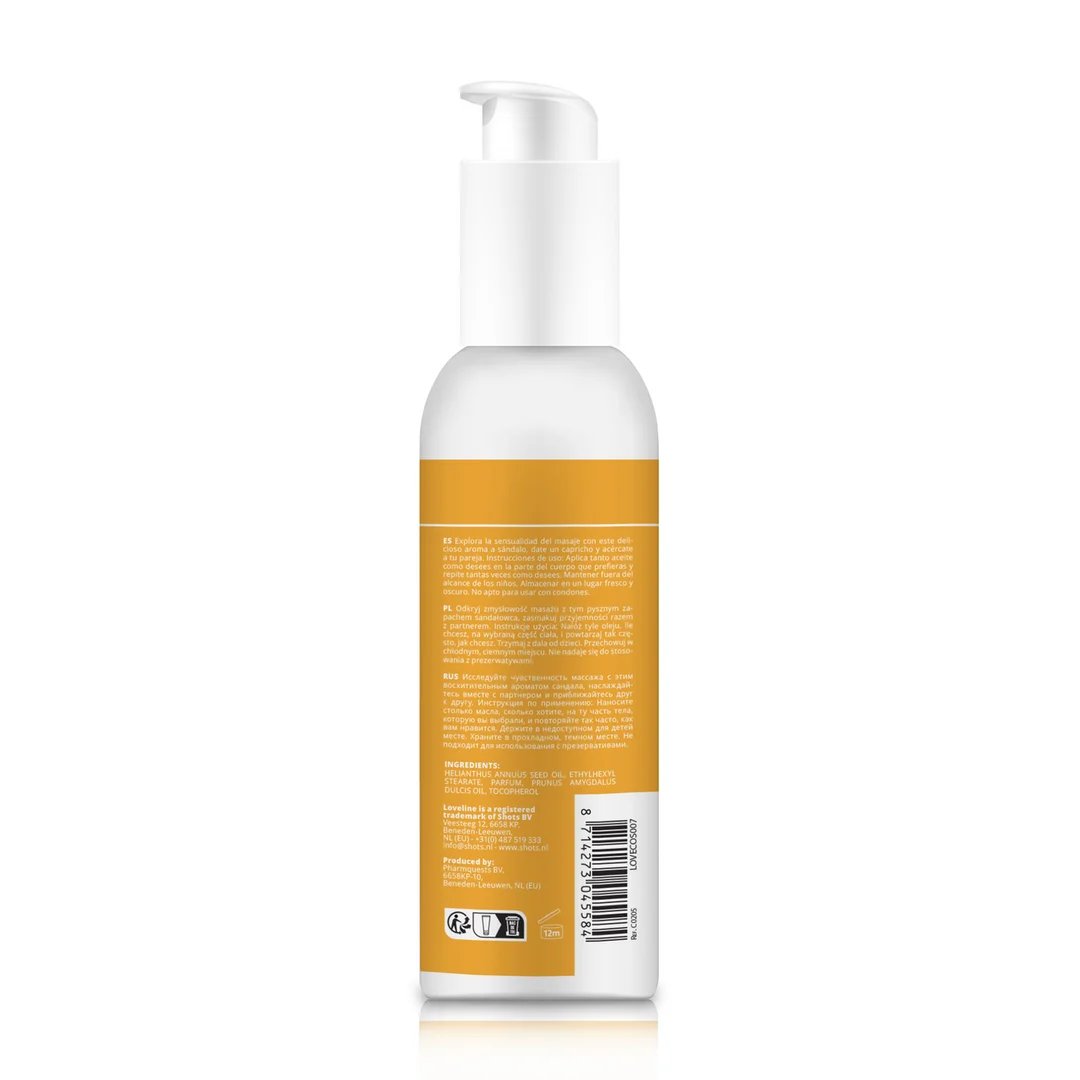 Olejek do masażu erotycznego – zmysłowy zapach drzewa sandałowego – Loveline by Shots – tester 150 ml - obrazek 4