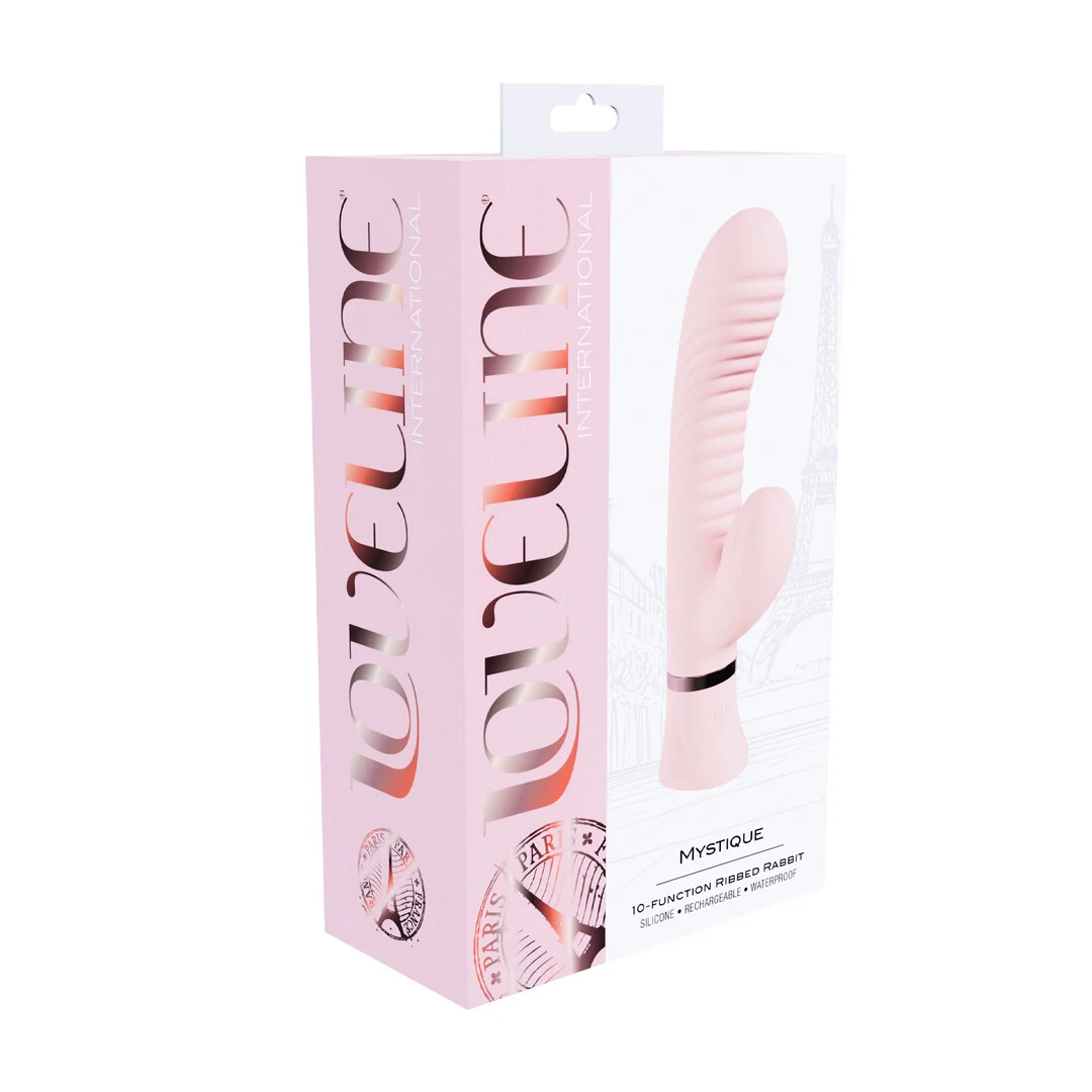 wibrator króliczek z prążkowanym stymulatorem punktu G, 10 trybów, Loveline Pink Loveline by Shots - obrazek 2
