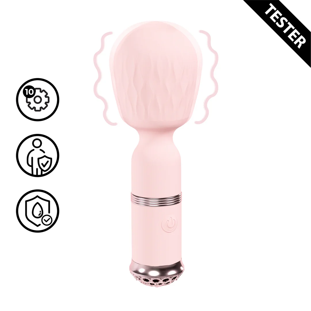 LOVU060PNKTEST Wibrator typu wand – 10 trybów – Loveline Velour różowy (tester) Loveline by Shots - obrazek 1