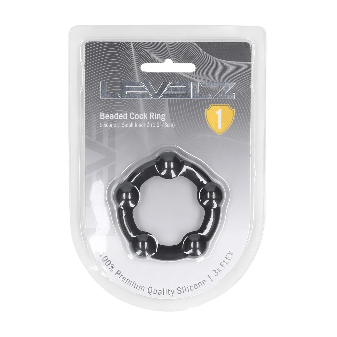LVL01-0021BLK-2 Pierścień erekcyjny z koralikami Levelz by Shots - obrazek 1