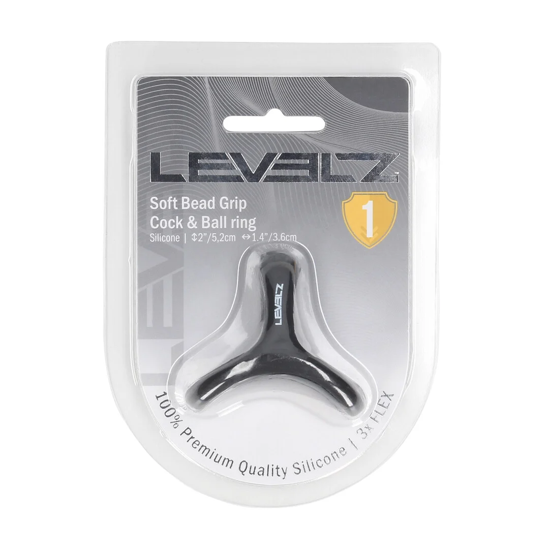 LVL01-0032BLK-2 Silikonowy pierścień na penisa i jądra Levelz Tri O - obrazek 1