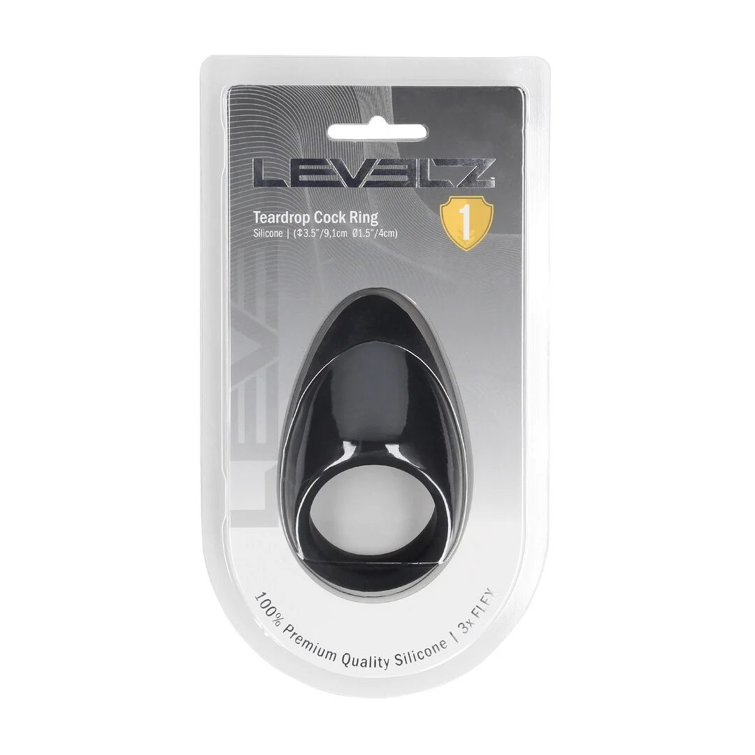 LVL01-0036BLK-2 Czarny silikonowy pierścień erekcyjny Levelz w kształcie kropli - obrazek 1