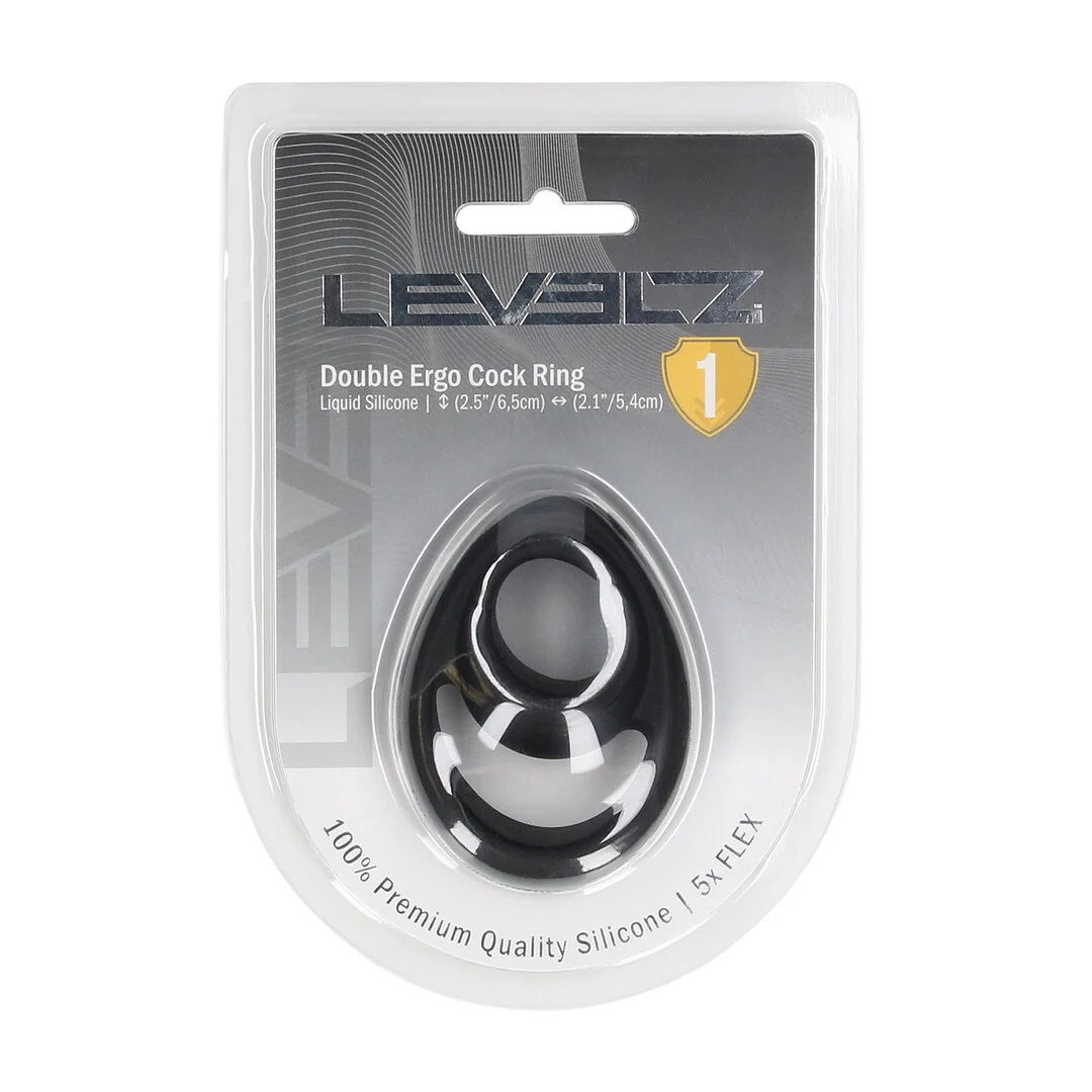 LVL01-0037BLK-2 Czarny silikonowy pierścień erekcyjny Levelz Double Ergo - obrazek 1