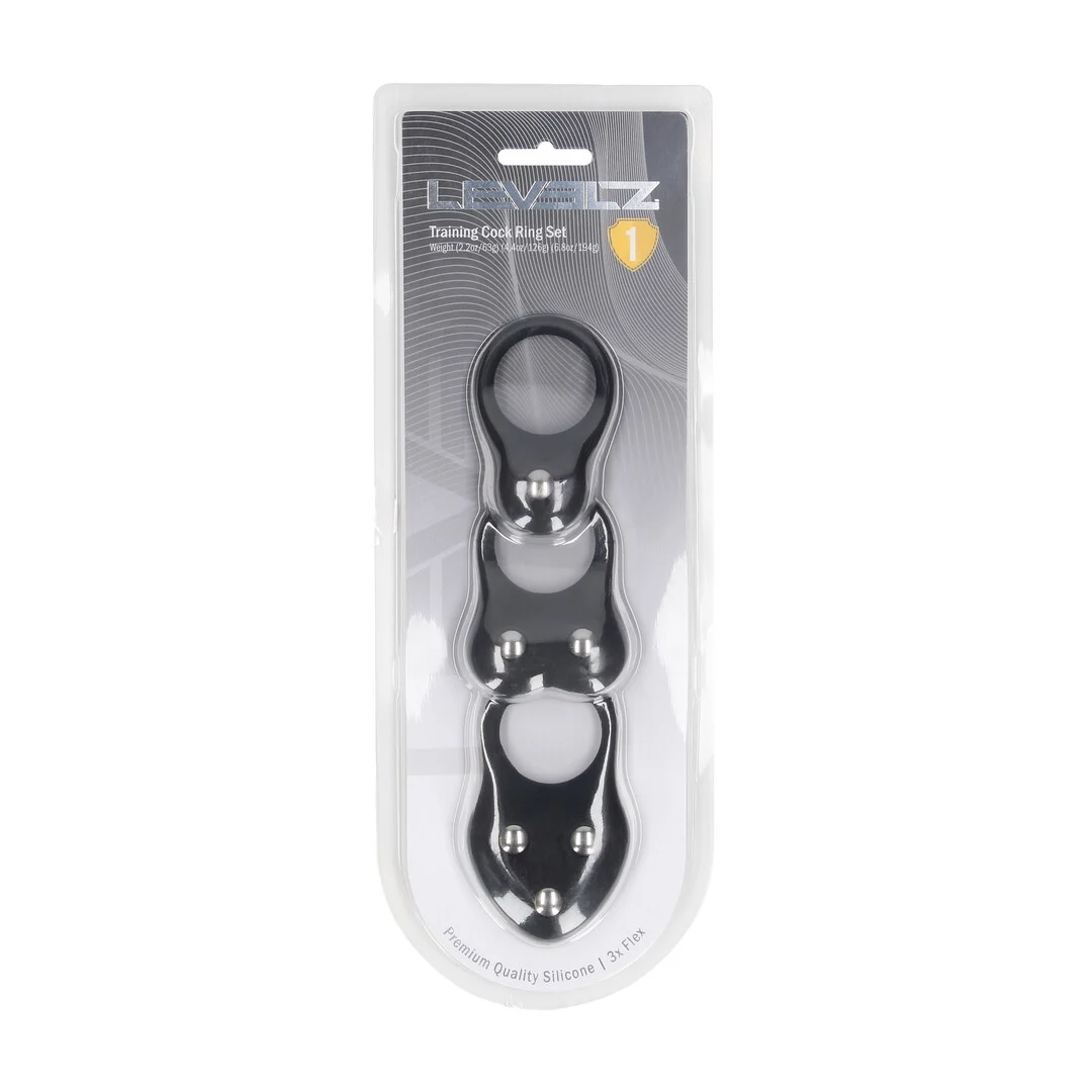 LVL01-0049BLK-2 Silikonowe treningowe pierścienie Levelz, zestaw 3 sztuk - obrazek 1