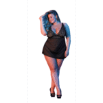 Czarna koszulka babydoll z odkrytymi plecami i stringami, rozmiar 2X - obrazek 6