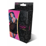 Czarna koszulka babydoll z odkrytymi plecami i stringami, rozmiar 2X