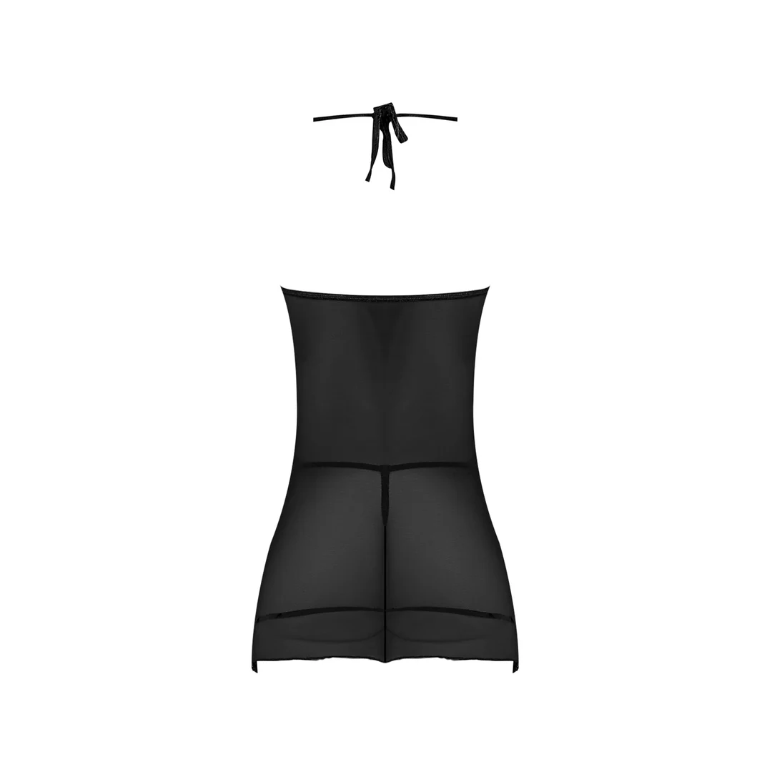 Czarna halka Magic Silk ze stringami G - obrazek 5