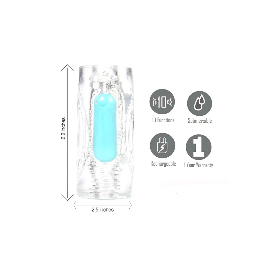 Wibrujący masturbator z 10 trybami wibracji – CLEAR - obrazek 2