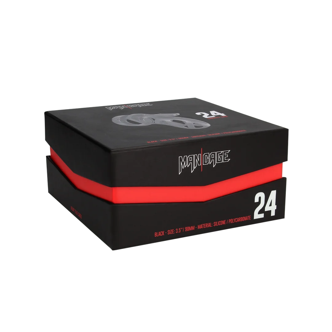 Pas cnoty ManCage Model 24, 9 cm, czarny - obrazek 1