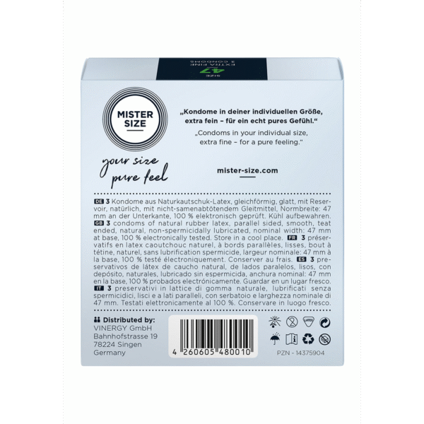 Prezerwatywy Mister Size Pure Feel, 47 mm, 3 sztuki