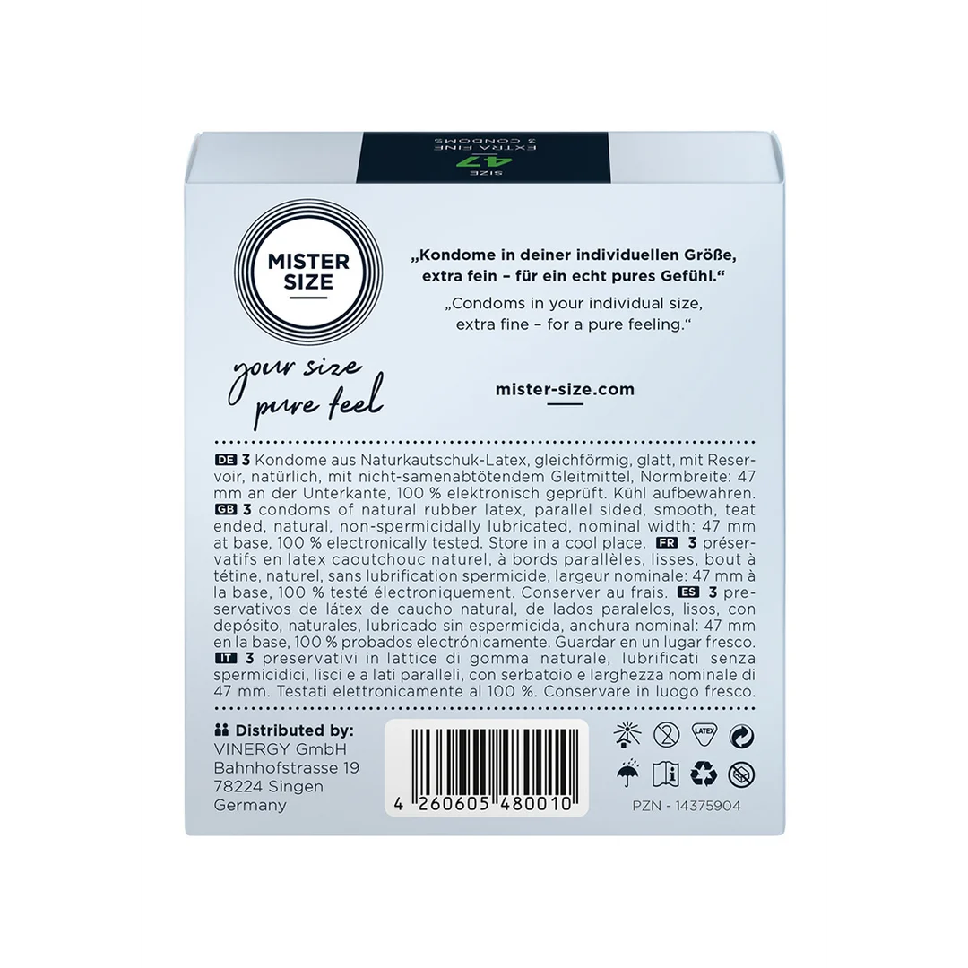 Prezerwatywy Mister Size Pure Feel, 47 mm, 3 sztuki - obrazek 1