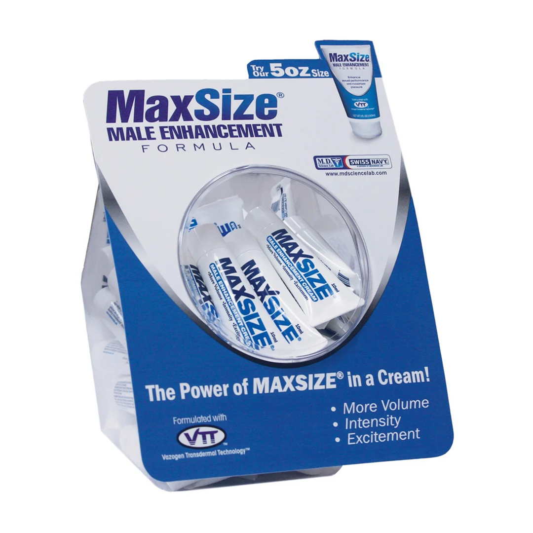Krem na erekcję – MAX Size krem wzmacniający dla mężczyzn – 0.3 fl oz / 10 ml – Fishbowl, 50 sztuk - obrazek 2