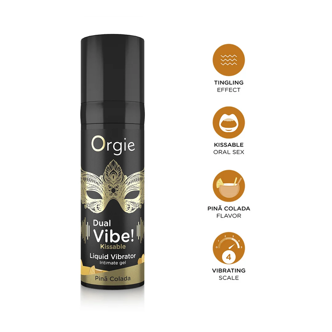 Orgie Dual Vibe! całowalny płynny wibrator Pina Colada 15 ml - obrazek 3