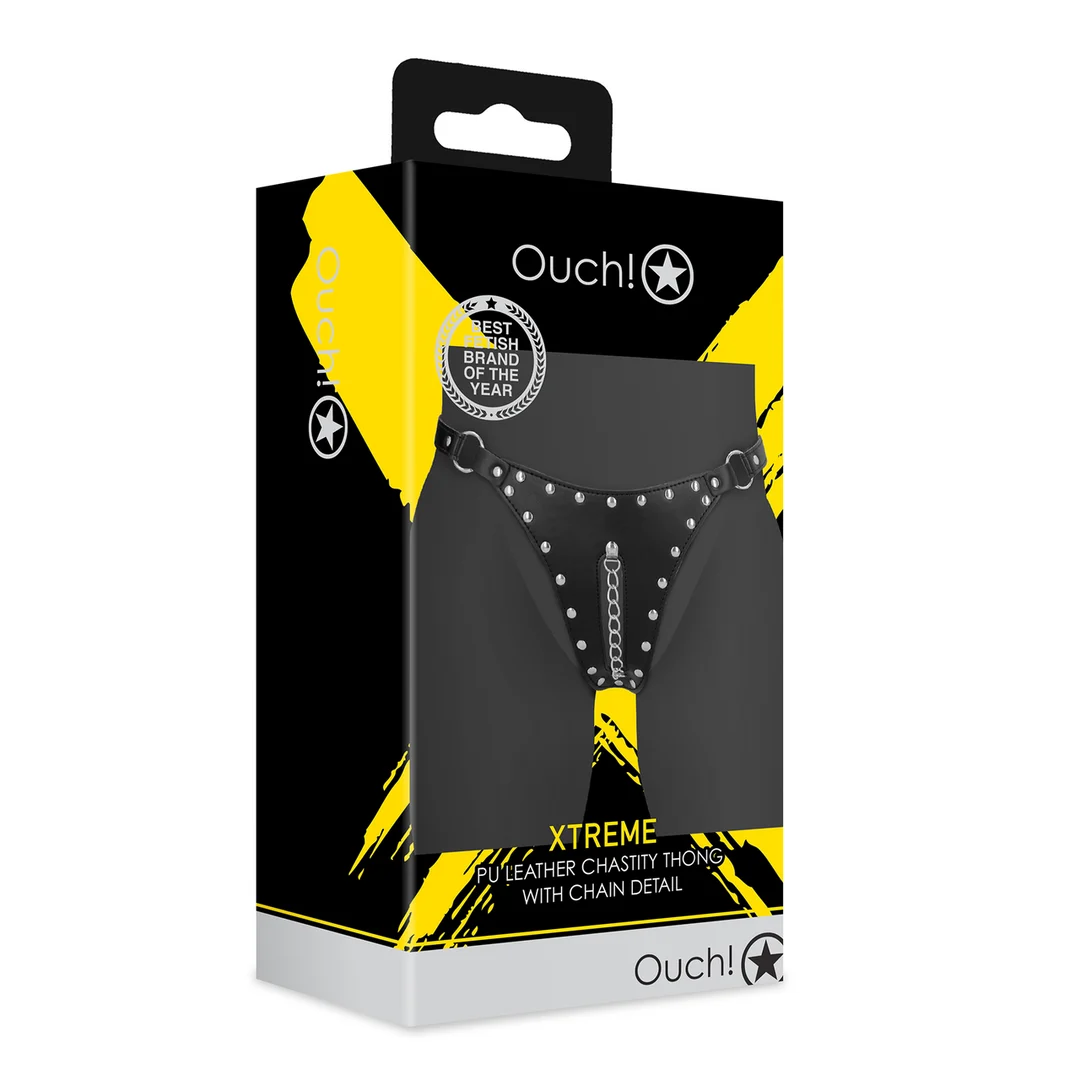 Stringi na pas cnoty Ouch! Xtreme z łańcuszkiem - obrazek 1