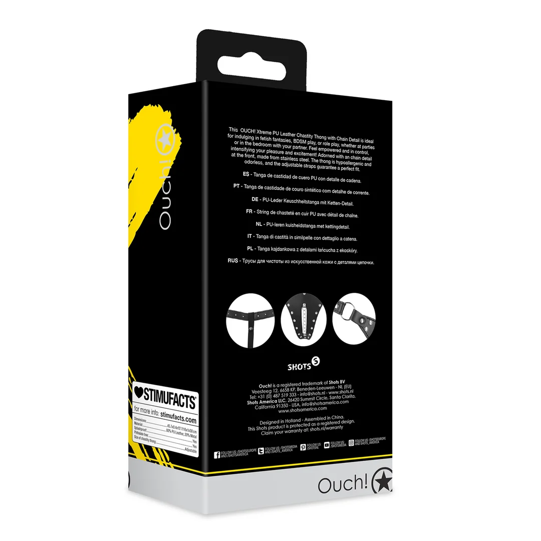 Stringi na pas cnoty Ouch! Xtreme z łańcuszkiem - obrazek 2