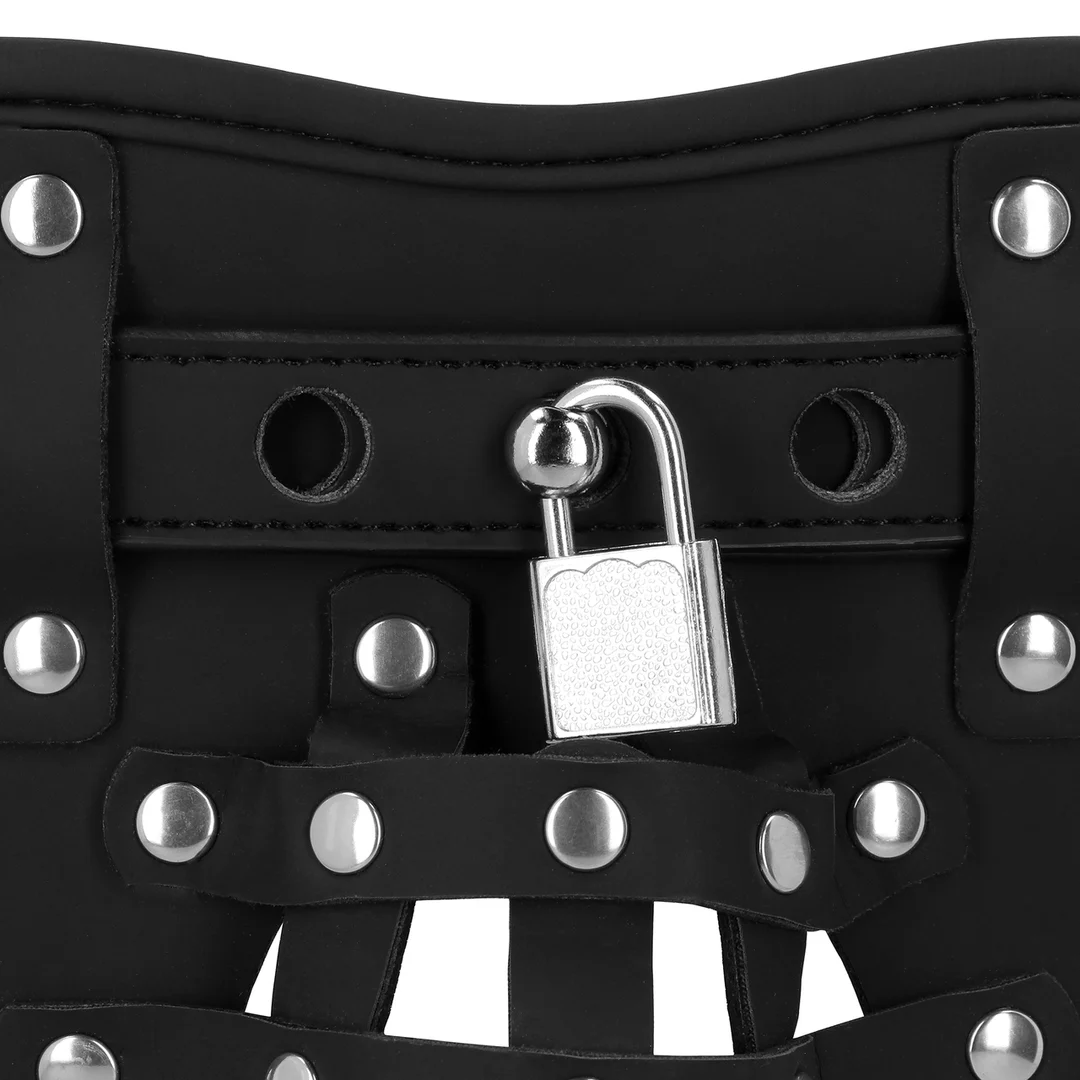 Jockstrap chastity ze skóry PU z paskami - obrazek 5