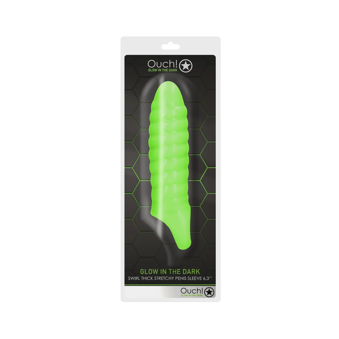 Ouch! Swirl penis sleeve Glow in the Dark - obrazek 1