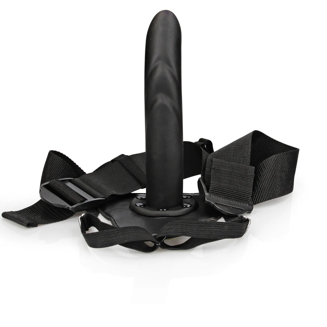Ouch! teksturowane zakrzywione puste w środku dildo do harnessu - obrazek 5