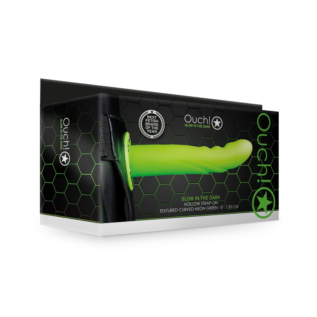 Ouch! teksturowane zakrzywione puste w środku dildo do harnessu - obrazek 7