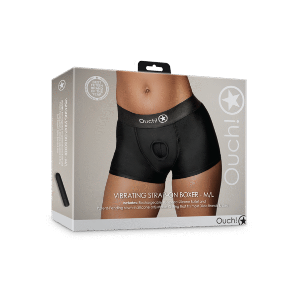Bokserki z paskiem typu strap on Ouch! by Shots z wibratorem