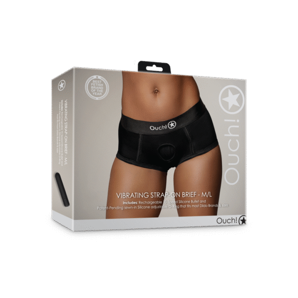Wibrator typu bullet z 10 trybami – wibrujące bokserki strap on Ouch! by Shots