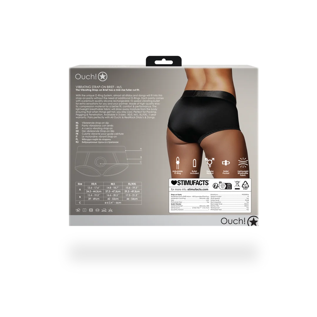 Wibrator typu bullet z 10 trybami – wibrujące bokserki strap on Ouch! by Shots - obrazek 3