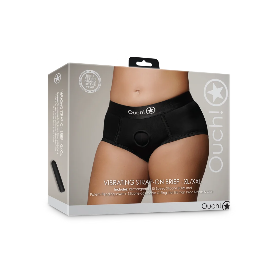 Wibrator typu bullet z 10 trybami – wibrujące bokserki strap on Ouch! by Shots - obrazek 7