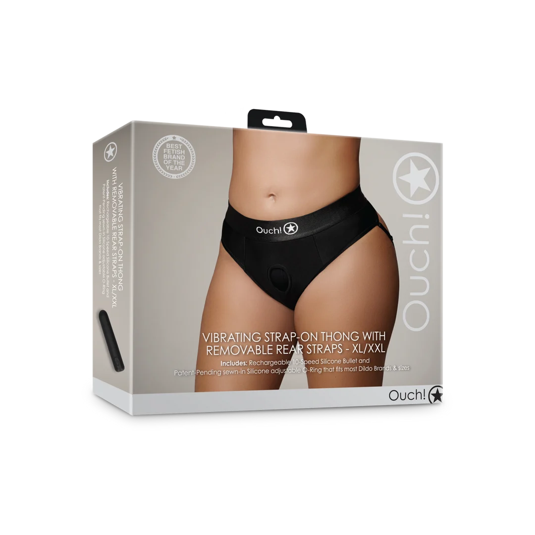 Bullet vibrator z 10 trybami – stringi strap on Ouch! by Shots - obrazek 7