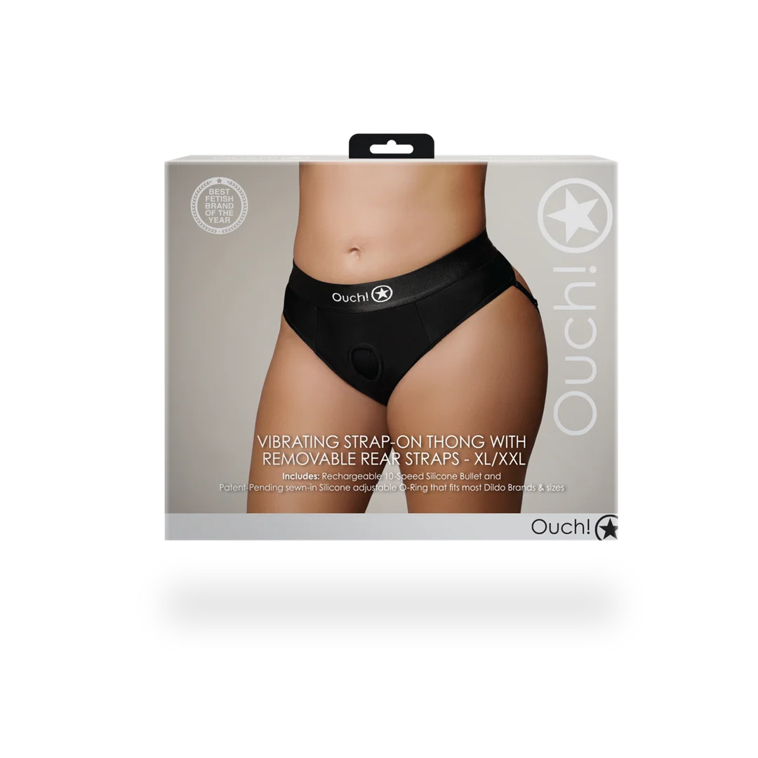 Bullet vibrator z 10 trybami – stringi strap on Ouch! by Shots - obrazek 8