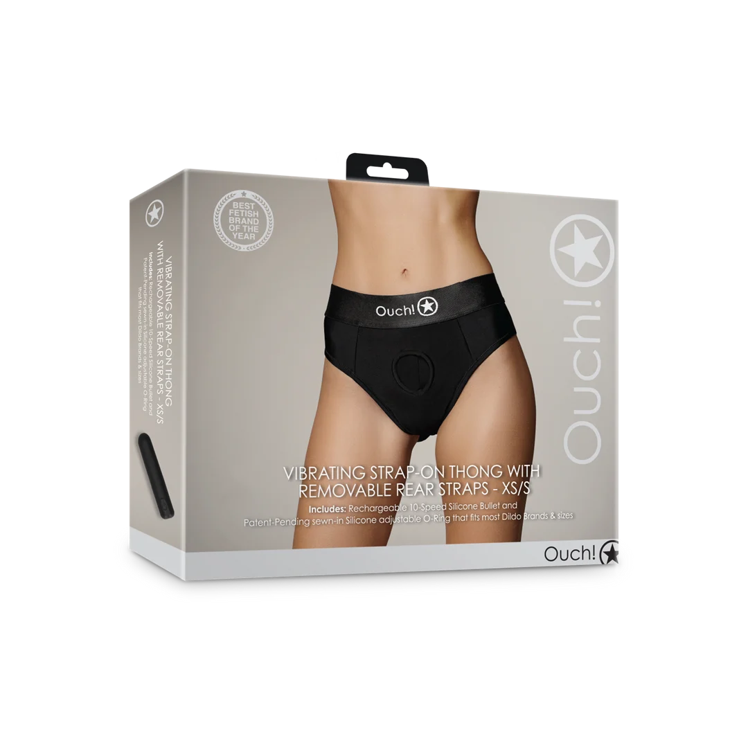 Bullet vibrator z 10 trybami – stringi strap on Ouch! by Shots - obrazek 13