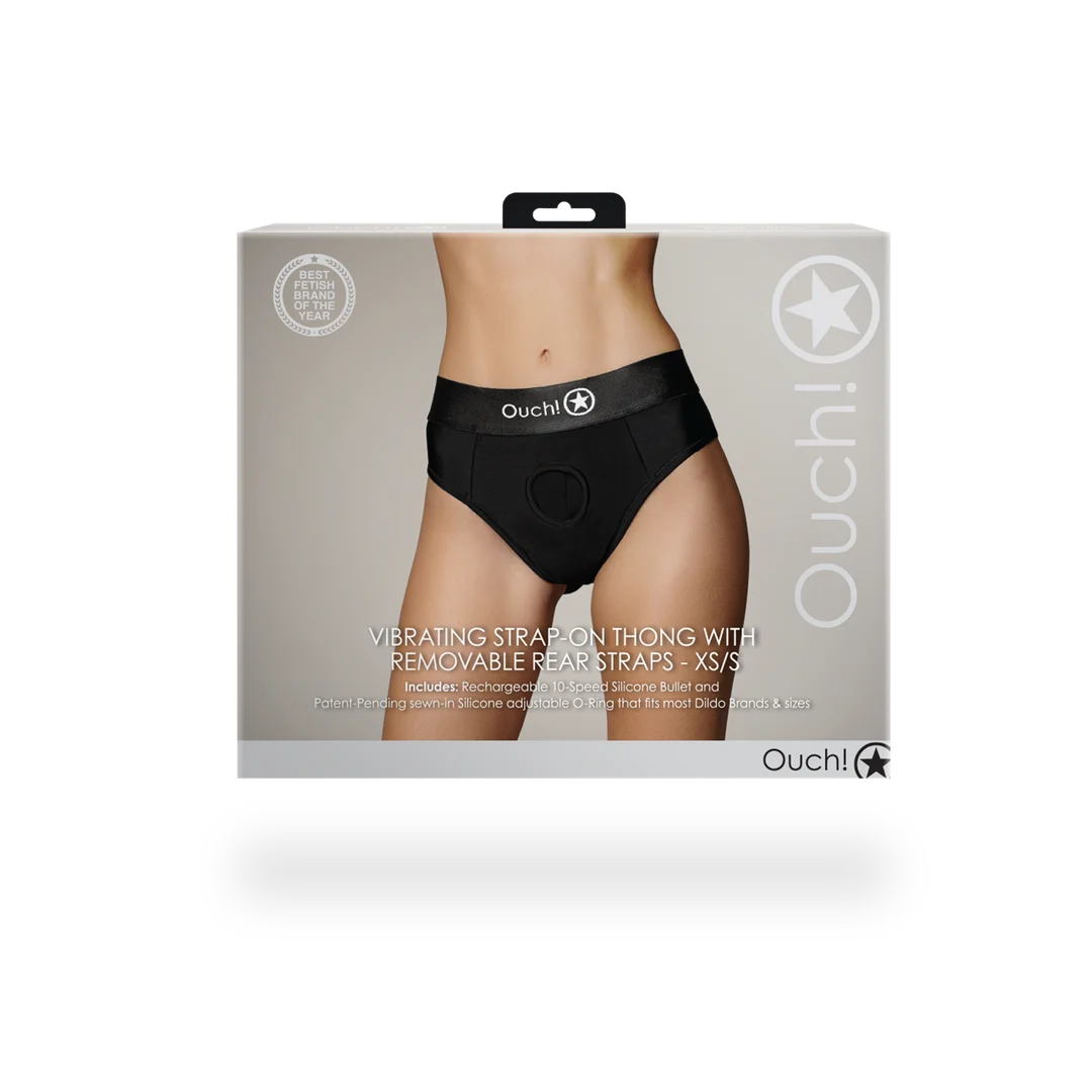 Bullet vibrator z 10 trybami – stringi strap on Ouch! by Shots - obrazek 14