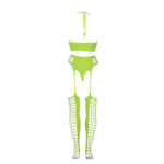 Neonowozielony zestaw z krótkim topem i pończochami - obrazek 12