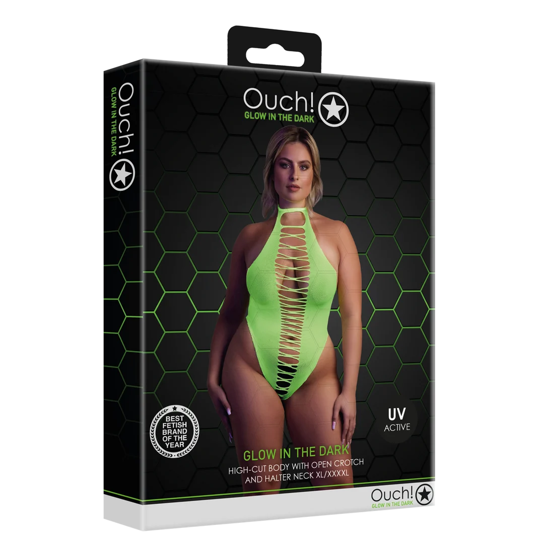 Neonowozielone body z wysoko wyciętymi nogawkami - obrazek 7