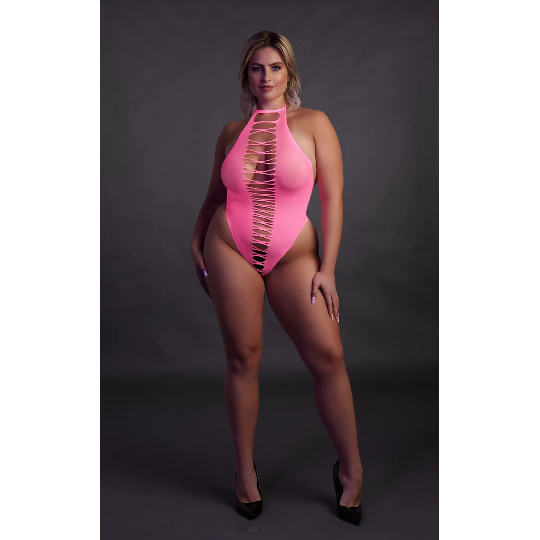 Neonowozielone body z wysoko wyciętymi nogawkami - obrazek 21
