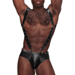 Male Power Uranus, jockbrief z paskami do pończoch, L/XL, czarny - obrazek 4