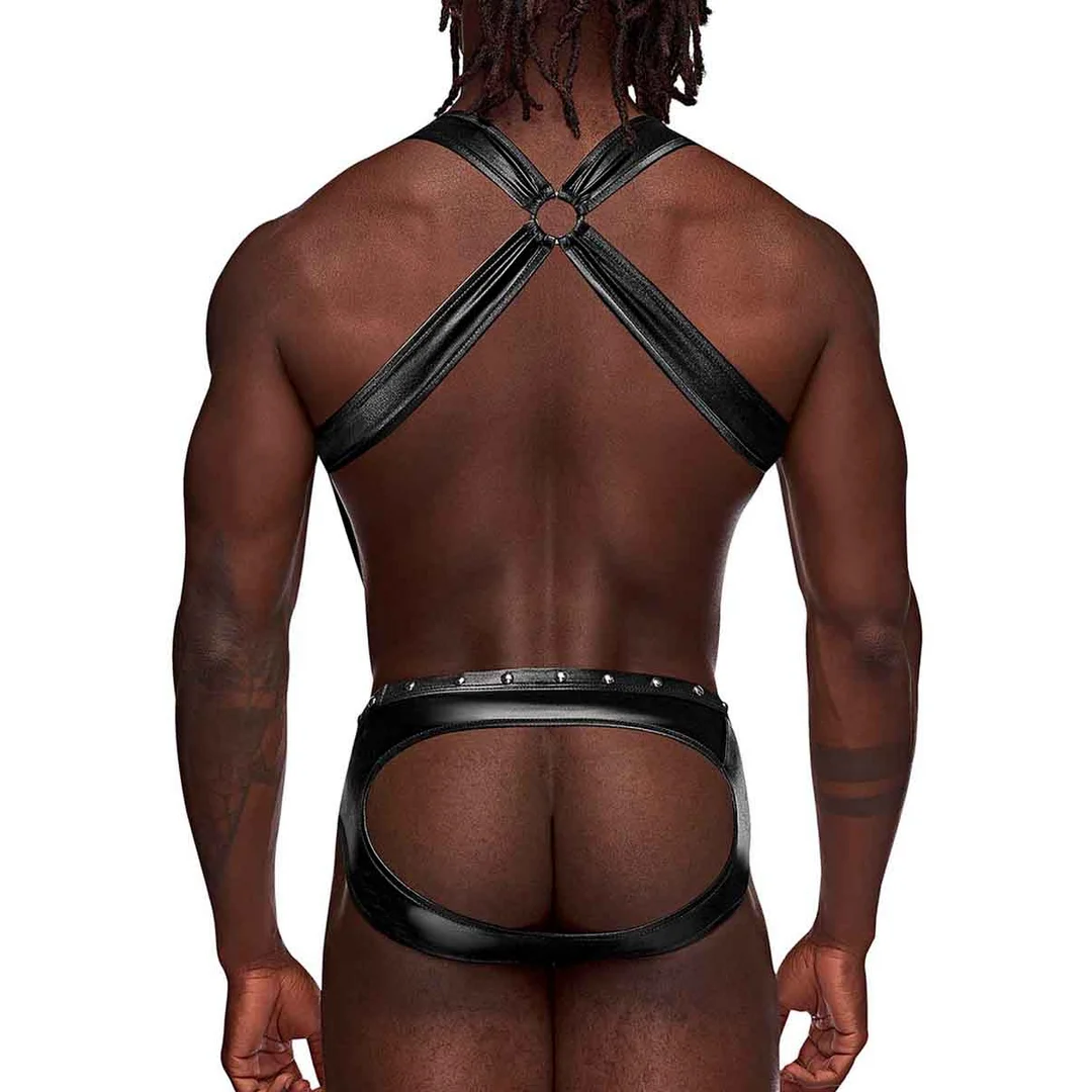 Male Power Uranus, jockbrief z paskami do pończoch, L/XL, czarny - obrazek 5