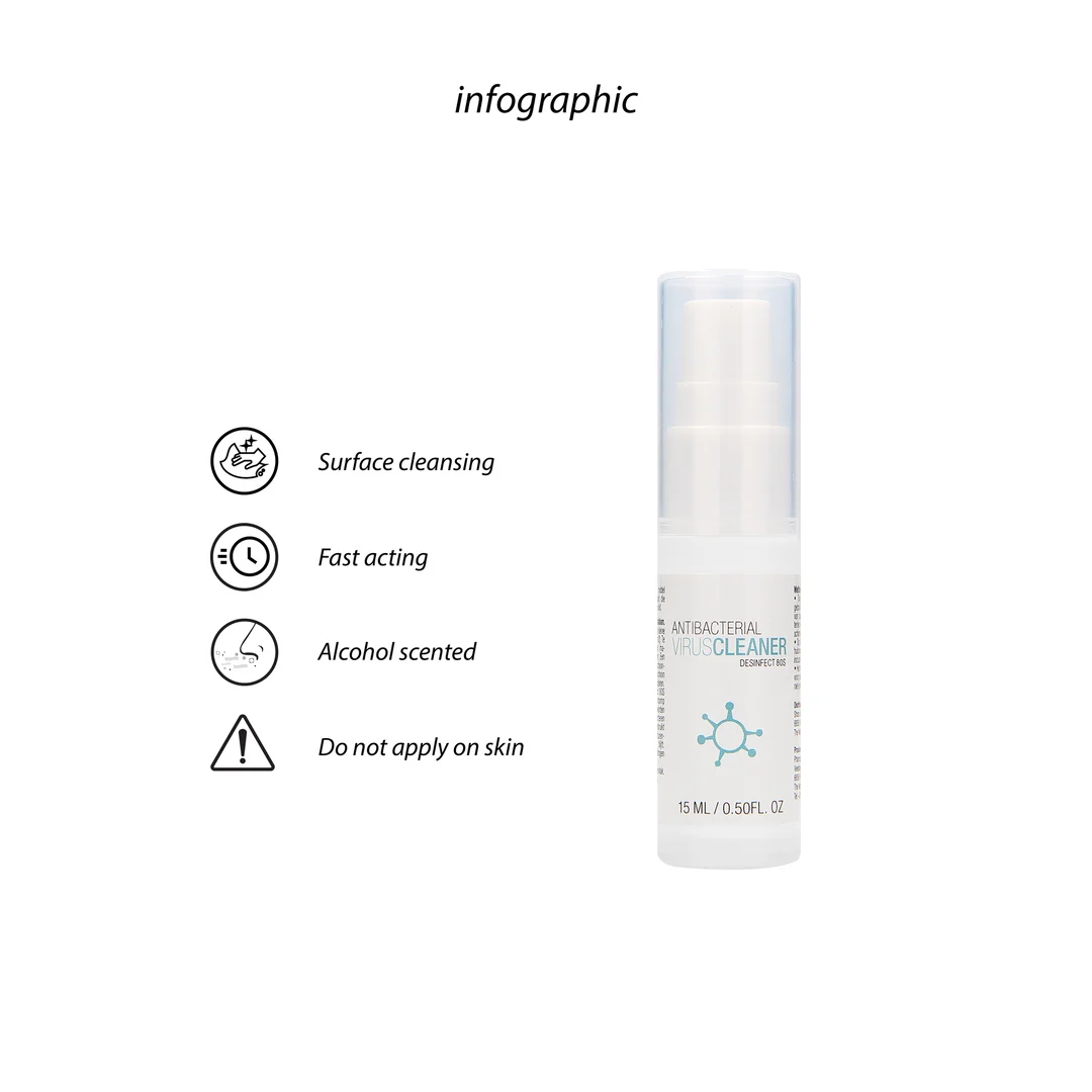 Virus Cleaner – środek do dezynfekcji twardych, małych powierzchni – neutralny pod względem płci – Pharmquests by Shots – 15 ml - obrazek 3