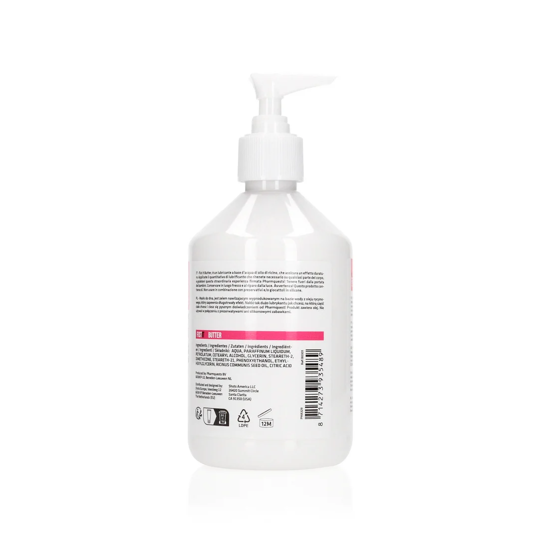 Lubrykant na bazie wody – długotrwałe działanie z olejem rycynowym – bez zapachu i smaku – 500 ml – Fist It by Shots - obrazek 1
