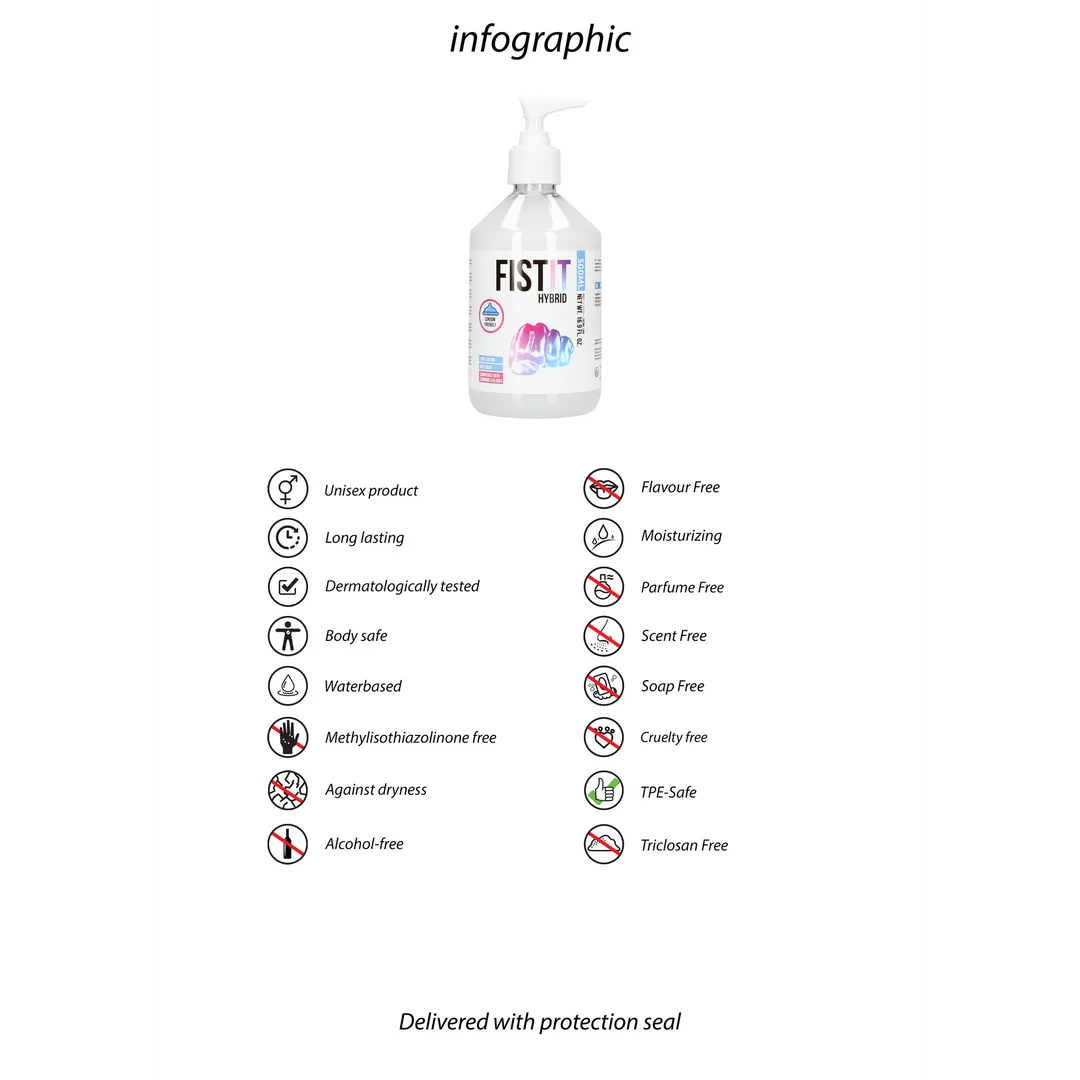 Lubrykant neutralny – Hybrydowa formuła na bazie wody i silikonów – Bezzapachowy, bez smaku – 500 ml – Fist It by Shots - obrazek 2