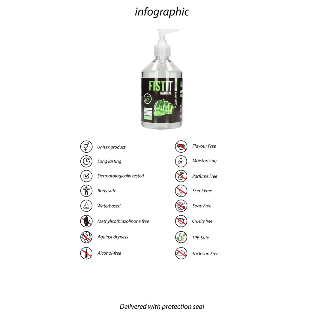 Lubrykant na bazie wody – naturalna, wegańska formuła – bezzapachowy i bez smaku – 500 ml – Fist It by Shots - obrazek 2