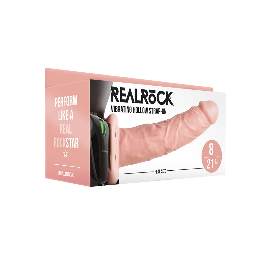Realistyczny wibrator, wydrążona uprząż z pilotem, RealRock RealRock by Shots - obrazek 4