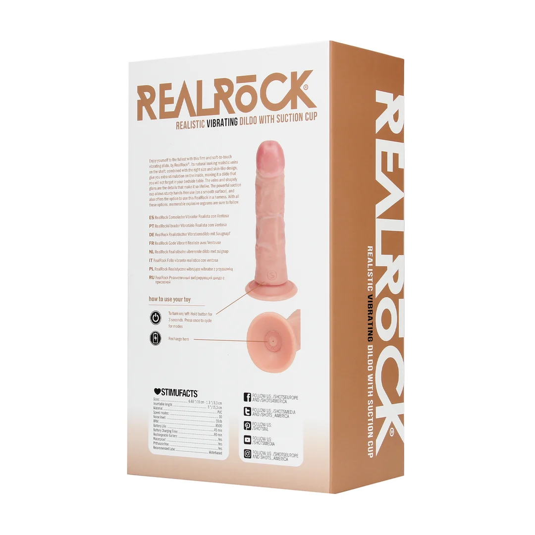 Realistyczny wibrator z przyssawką, RealRock Flesh RealRock by Shots - obrazek 5