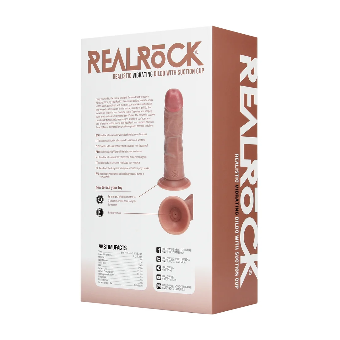 Realistyczny wibrator z przyssawką, RealRock Flesh RealRock by Shots - obrazek 11