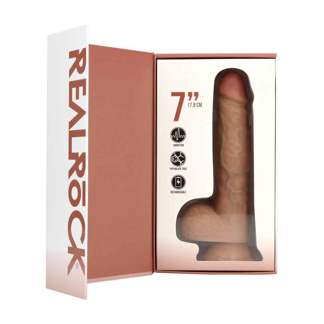 Realistyczny wibrator z przyssawką, pasujący do uprzęży – RealRock w kolorze cielistym (18 cm) RealRock by Shots - obrazek 12