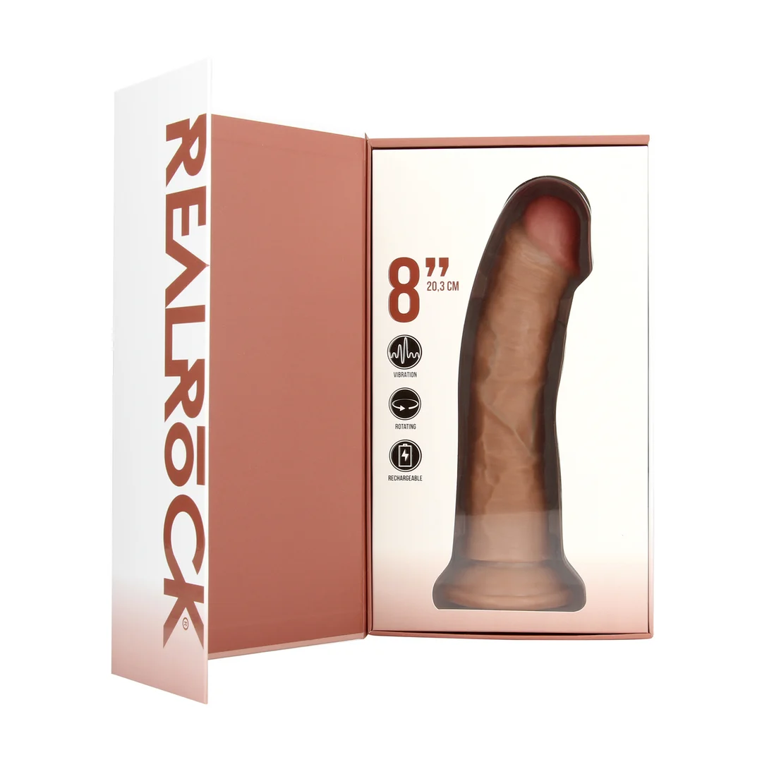 Realistyczny wibrator wibrujący i obracający się, z przyssawką – RealRock, RealRock by Shots - obrazek 12