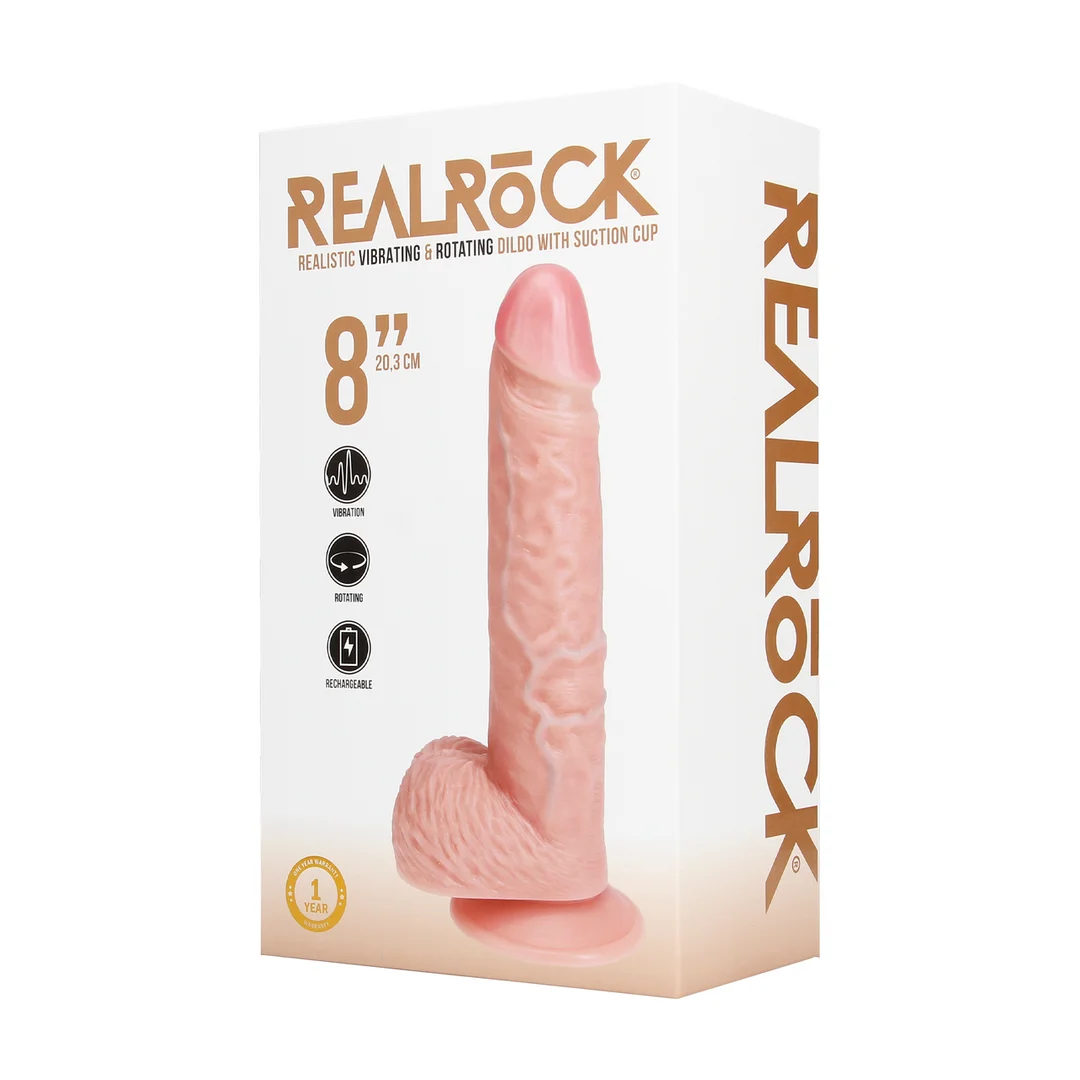 Wibrujące i obracające się dildo RealRock z jądrami - obrazek 1