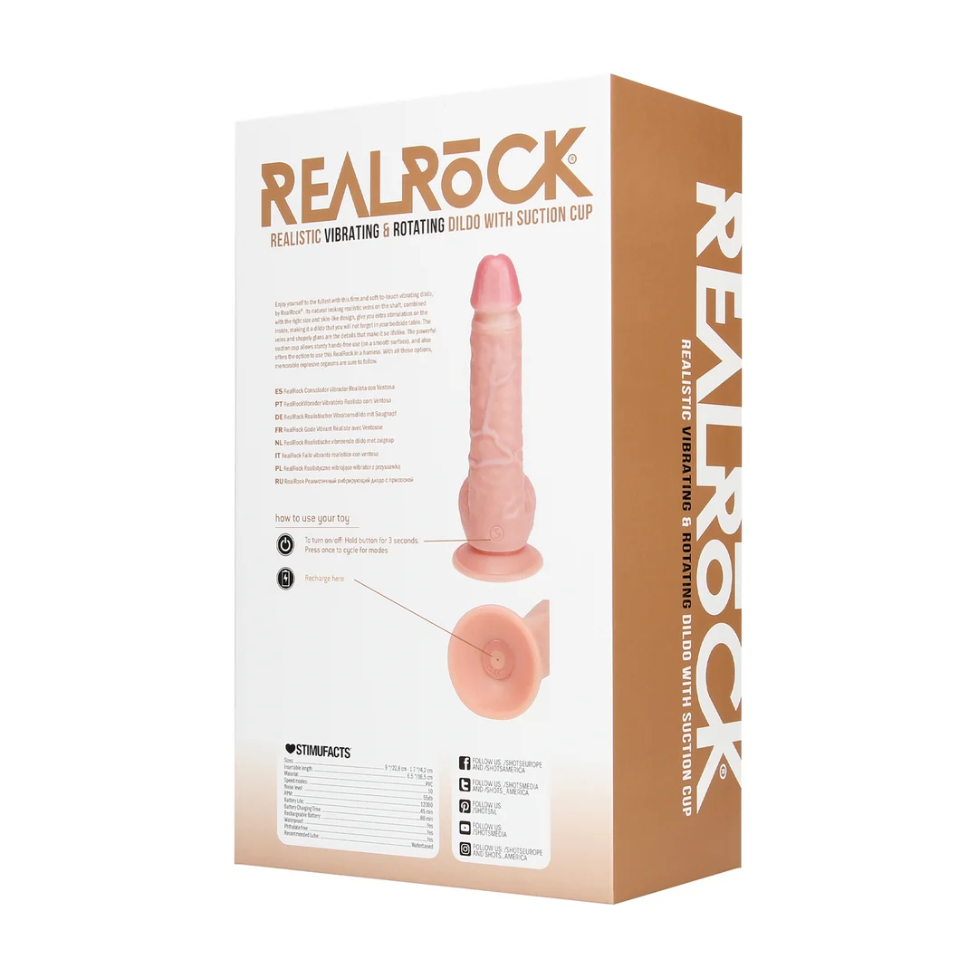 Wibrujące i obracające się dildo RealRock z jądrami - obrazek 2