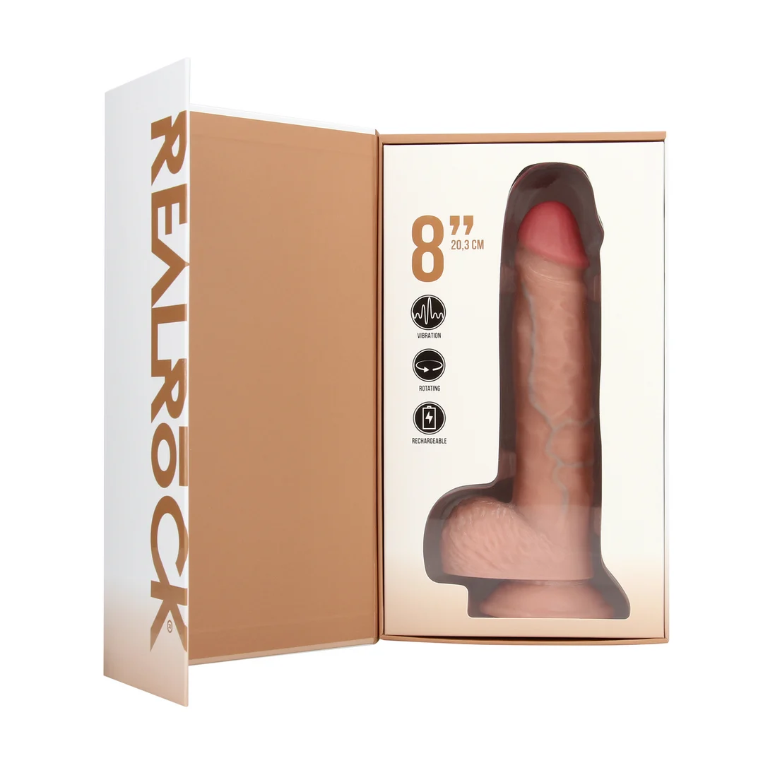 Wibrujące i obracające się dildo RealRock z jądrami - obrazek 3