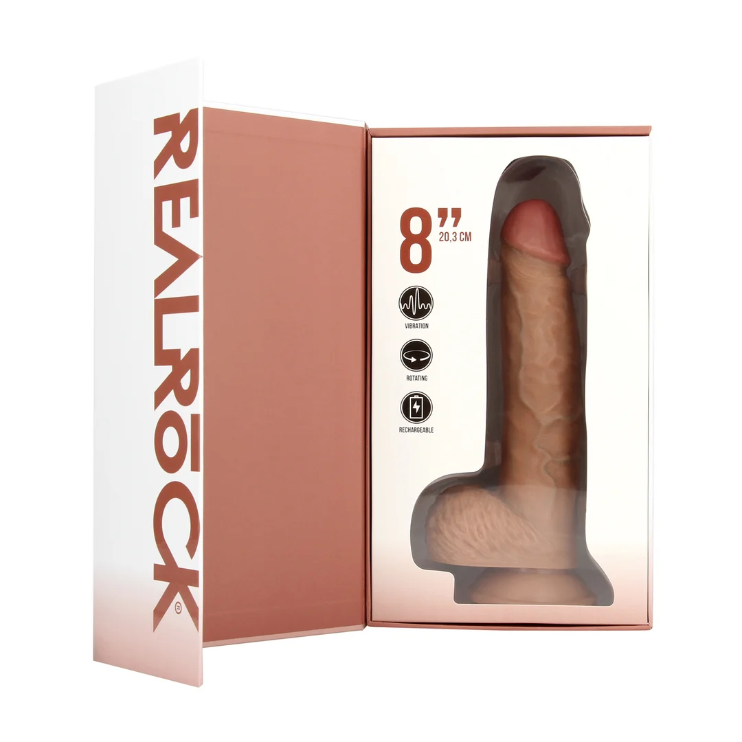 Wibrujące i obracające się dildo RealRock z jądrami - obrazek 9
