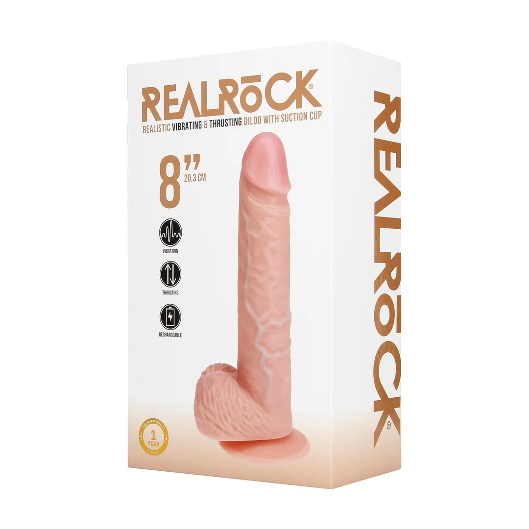 Realistyczny wibrator z przyssawką, odpowiedni do użycia z uprzężą – RealRock, RealRock by Shots - obrazek 1